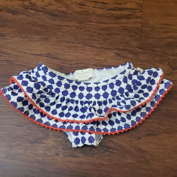 kate spade Other - Kate Spade Purple Blue Geometric Pattern Red Trim Swim Bottom Size 4Y